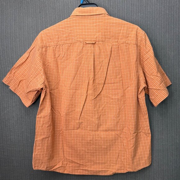 Columbia Mens Size L Orange Plaid Short Sleeve Button-Up Shirt - Picture 2 of 9